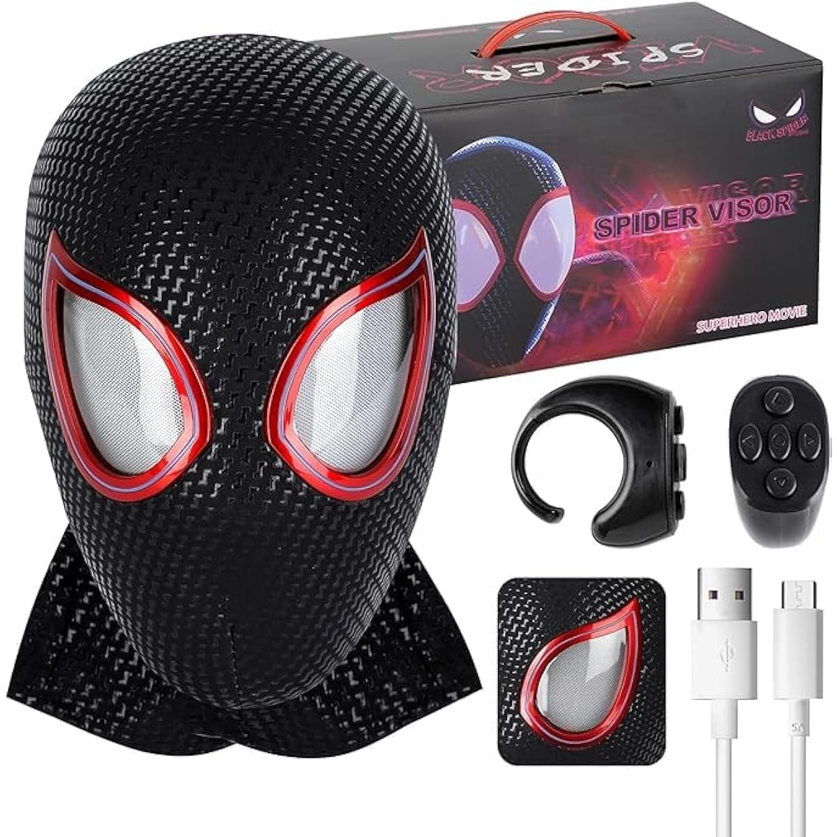 Superhero Mask-Wearable Electric Spider Hero Mask